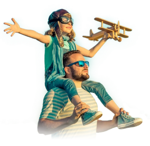 homme portant un enfant